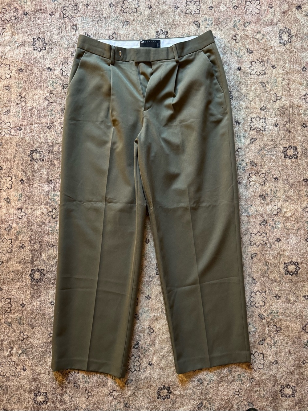 ASOS Olive Green Pleated Chinos